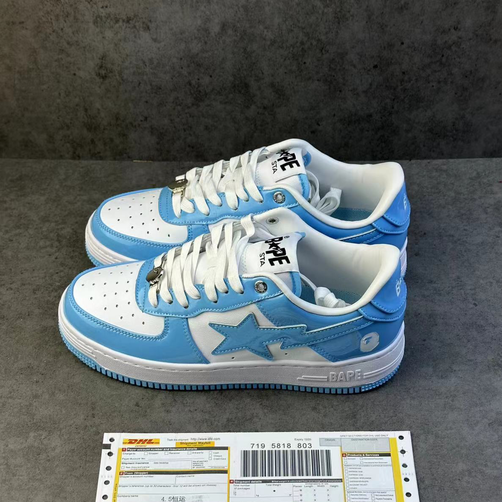 A Bathing Ape Bape Sta Patent Leather Blue White