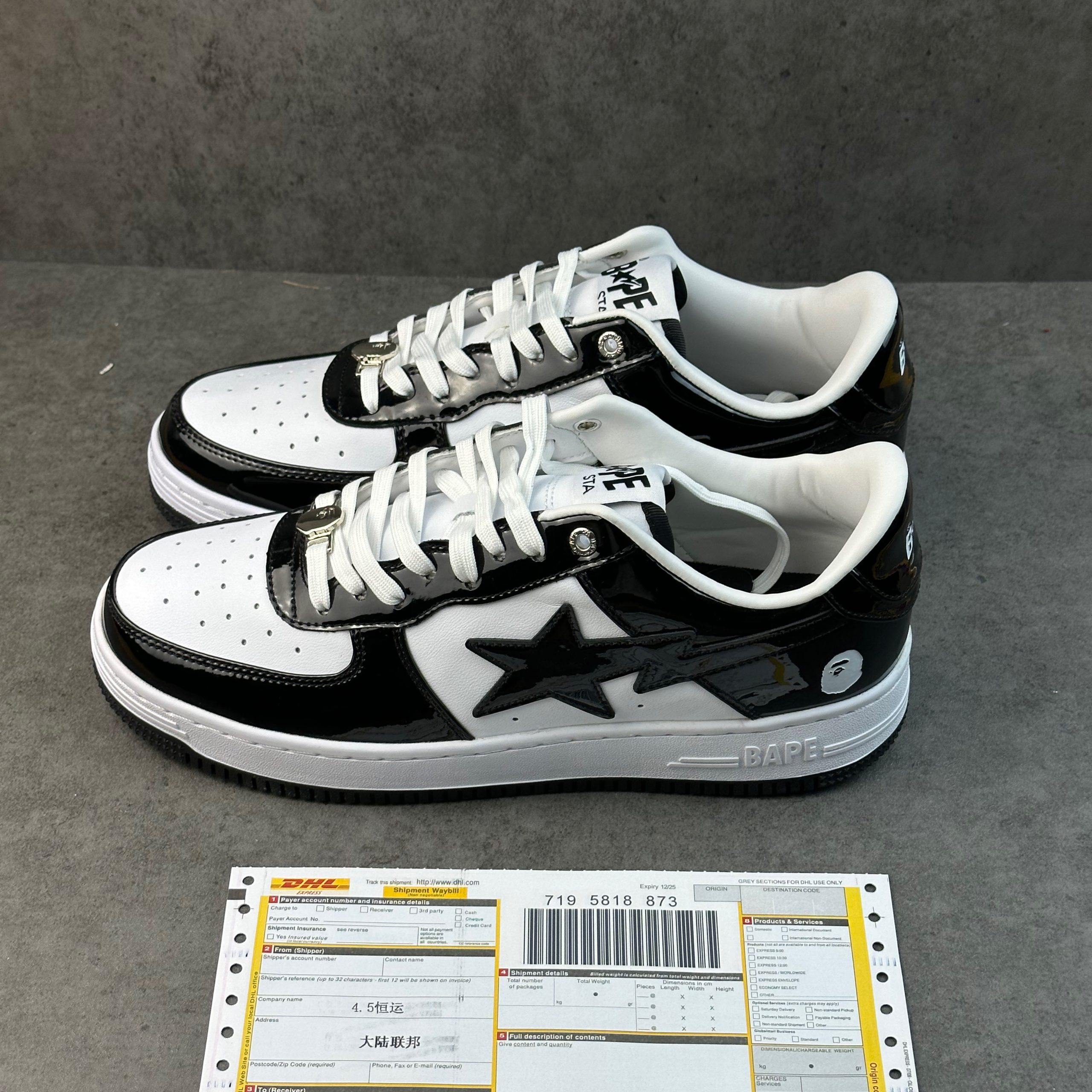 A Bathing Ape Bape Sta Patent Leather Black White