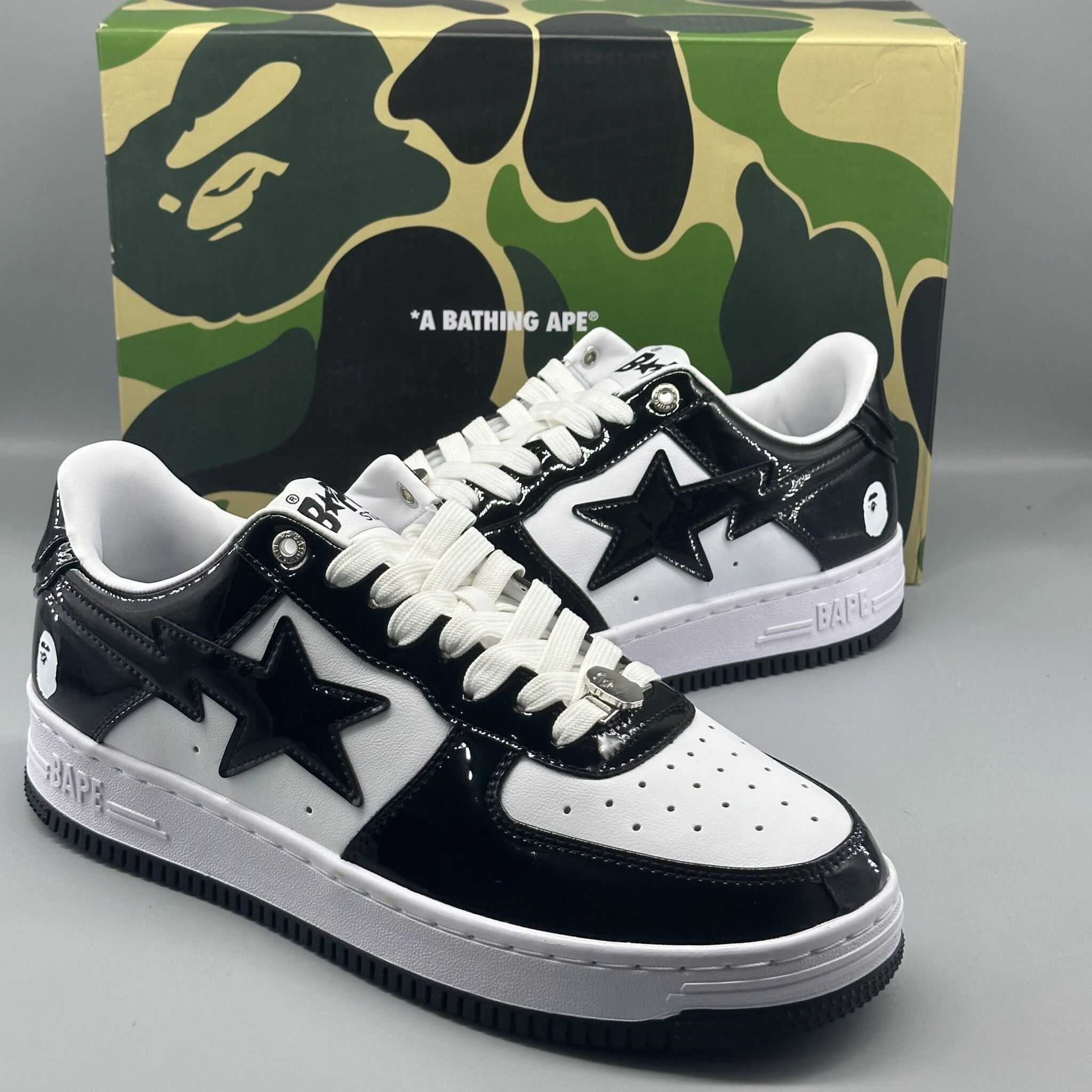 Bape Leather Black White