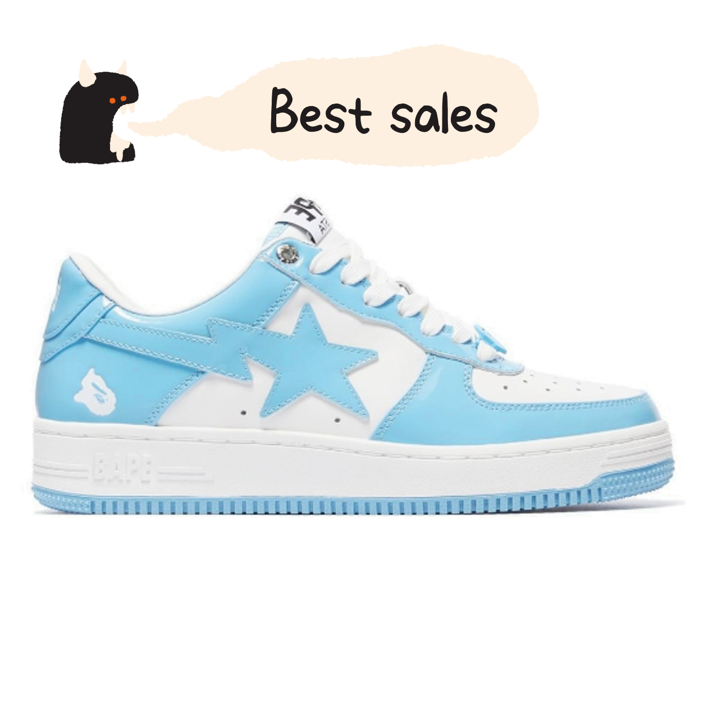 A Bathing Ape Bape Sta Patent Leather Blue White