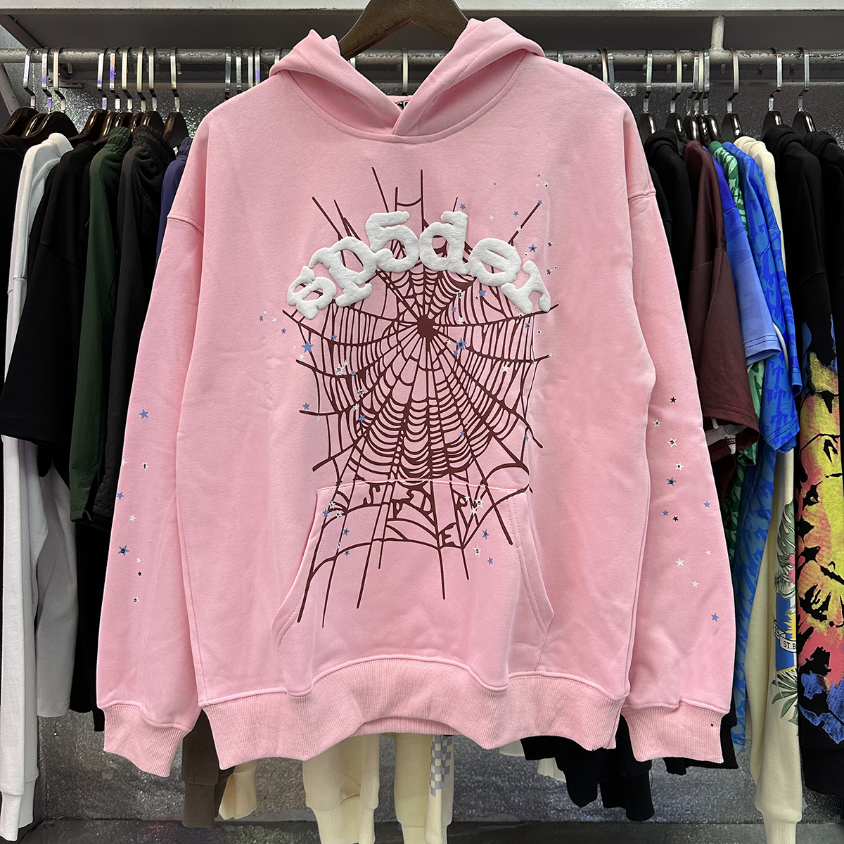 Sp5der OG Web Hoodie Pink